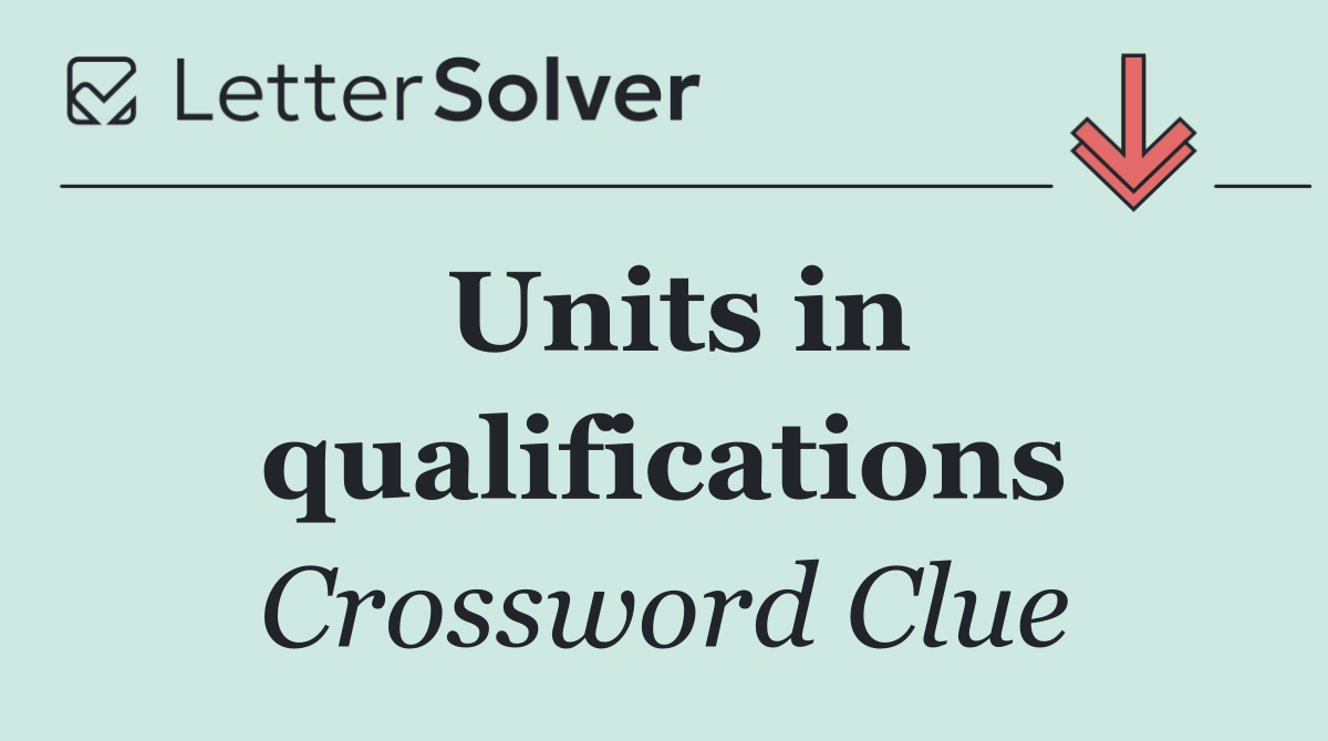 Units in qualifications