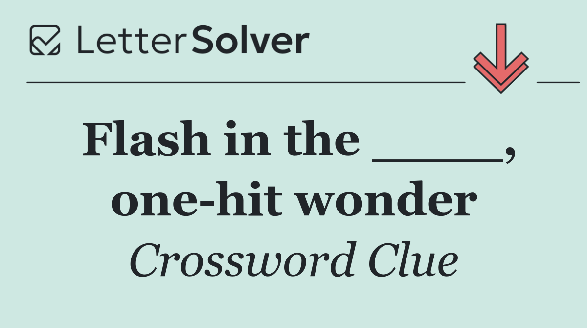 Flash in the ____, one hit wonder