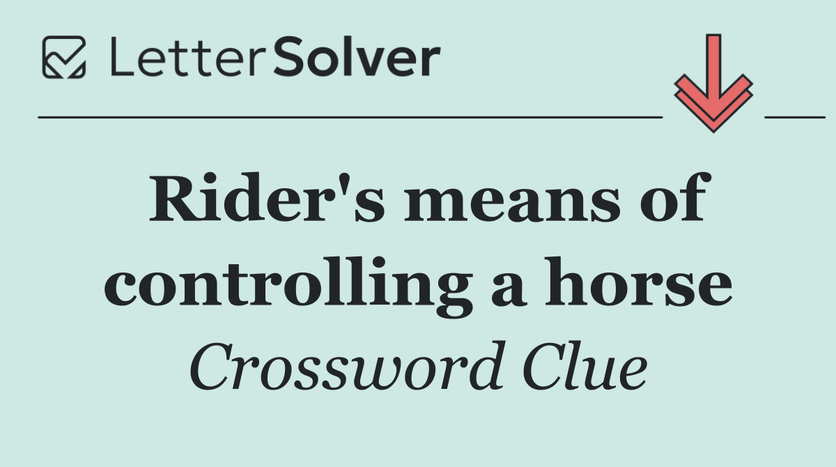 Rider's means of controlling a horse