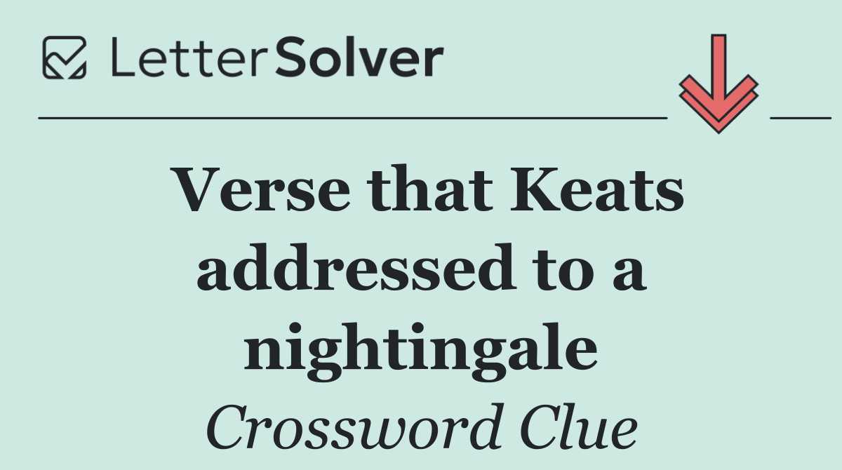 Verse that Keats addressed to a nightingale