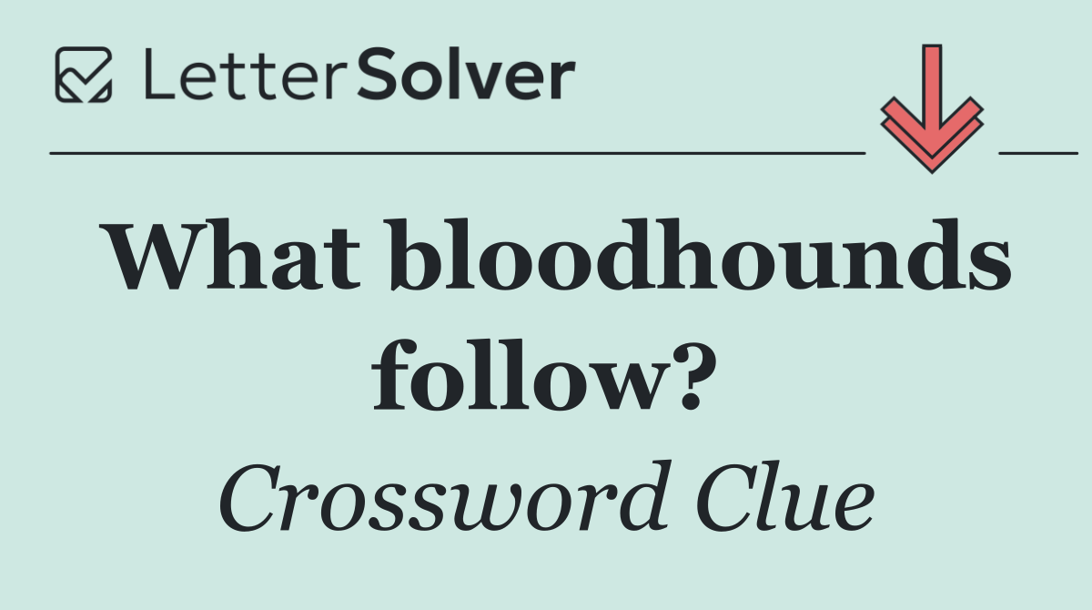 What bloodhounds follow?