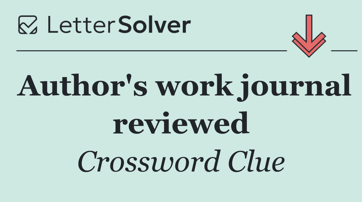 Author's work journal reviewed