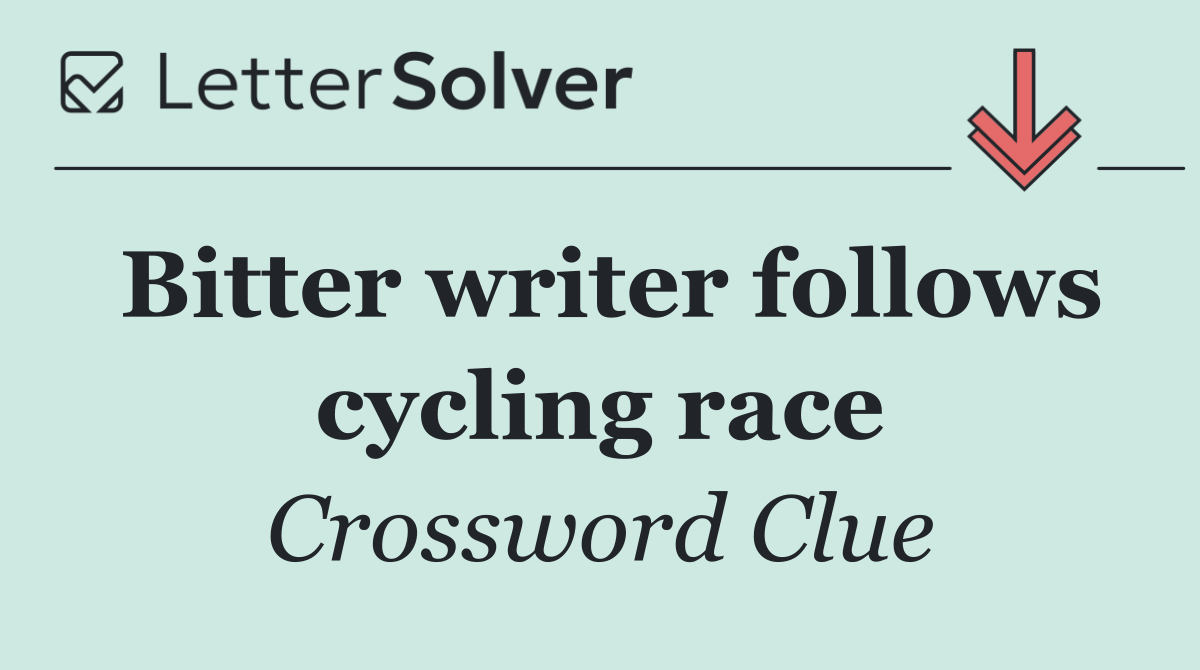 Bitter writer follows cycling race