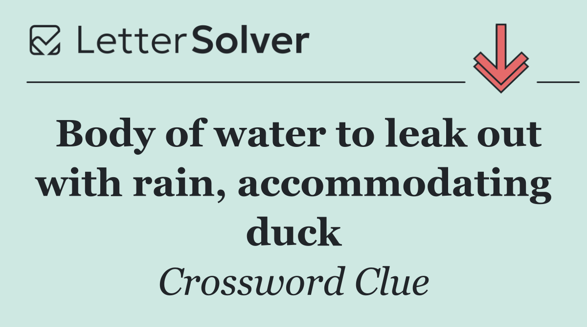 Body of water to leak out with rain, accommodating duck