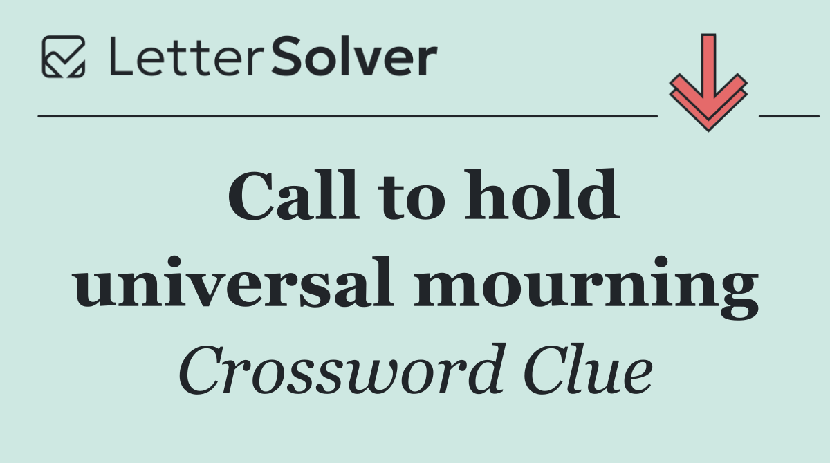 Call to hold universal mourning