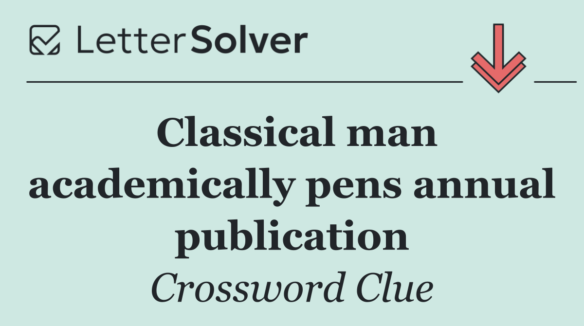 Classical man academically pens annual publication