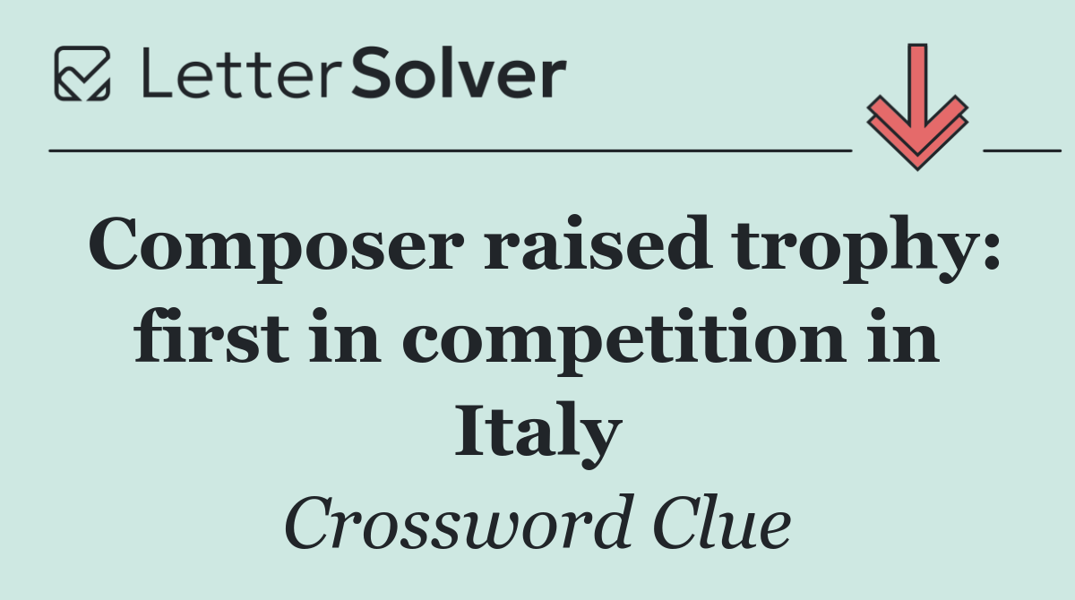 Composer raised trophy: first in competition in Italy
