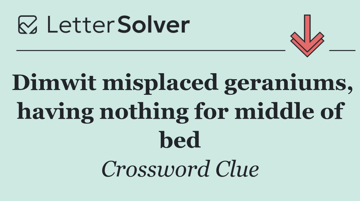 Dimwit misplaced geraniums, having nothing for middle of bed