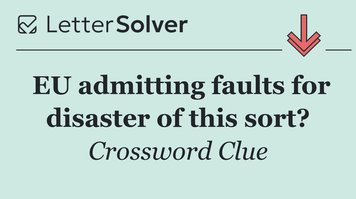 EU admitting faults for disaster of this sort?