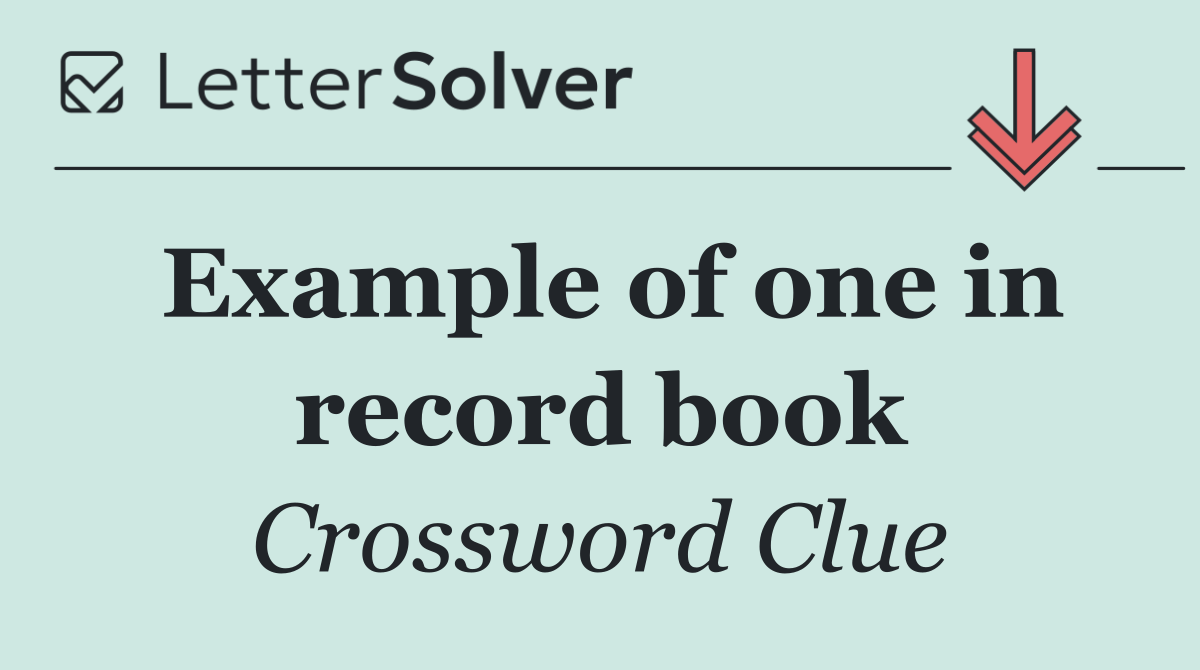 Example of one in record book