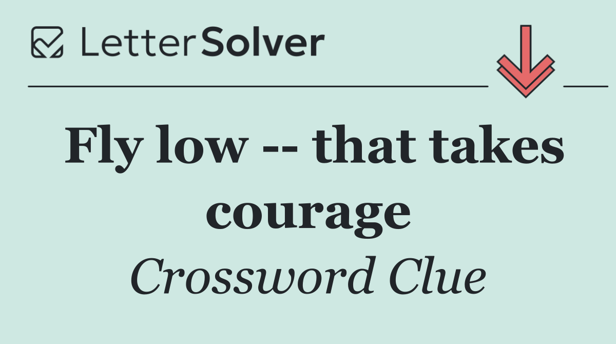 Fly low    that takes courage