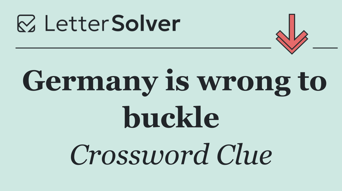 Germany is wrong to buckle
