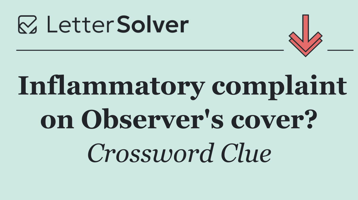 Inflammatory complaint on Observer's cover?