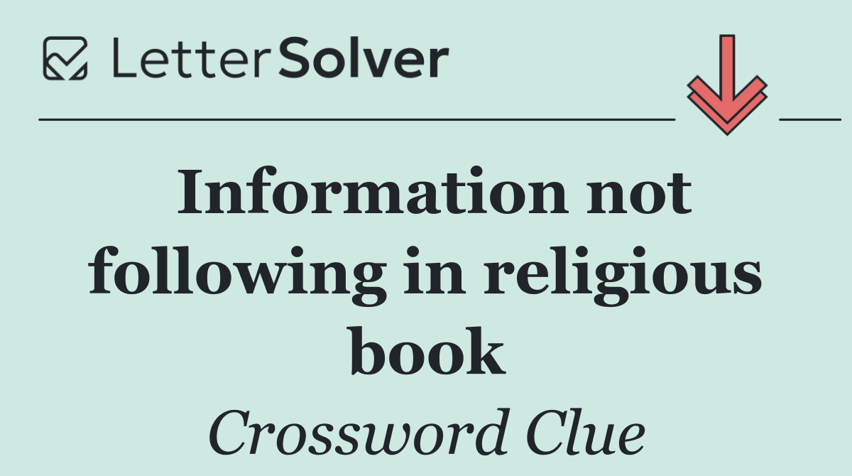 Information not following in religious book