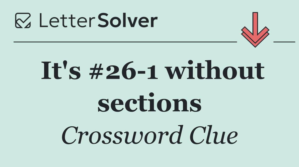 It's #26 1 without sections