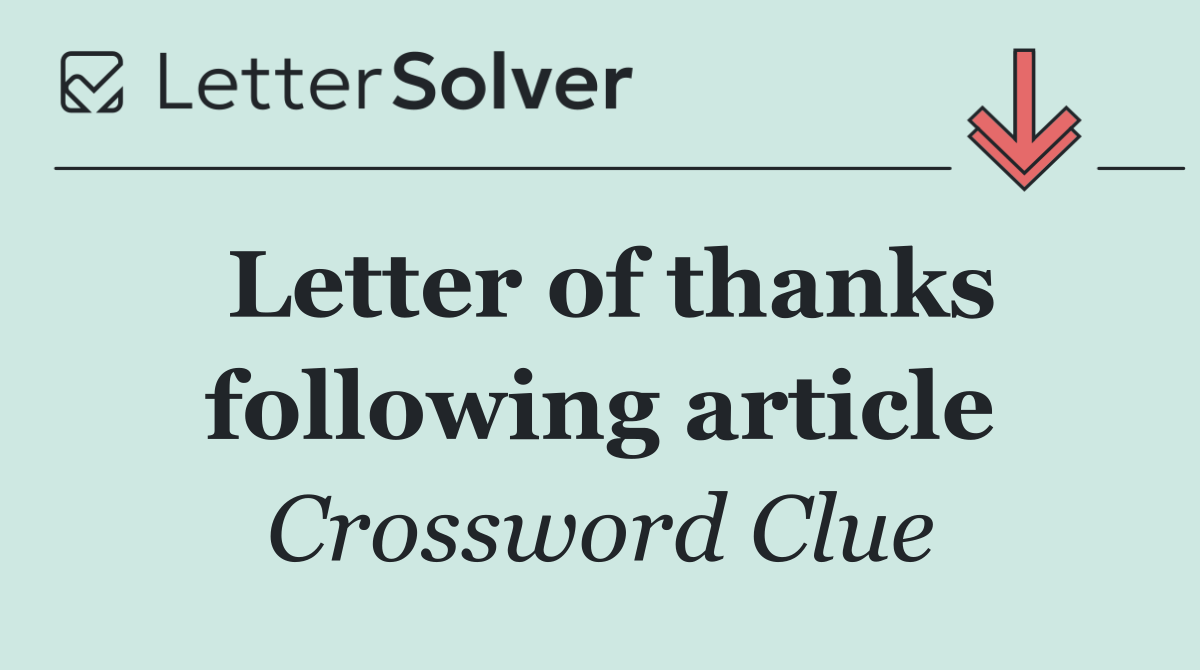 Letter of thanks following article