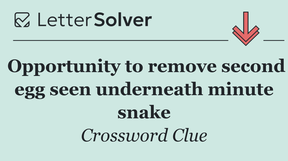 Opportunity to remove second egg seen underneath minute snake