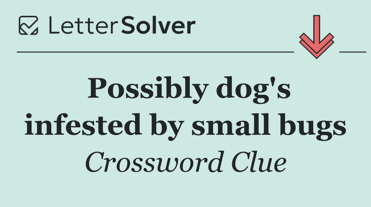 Possibly dog's infested by small bugs