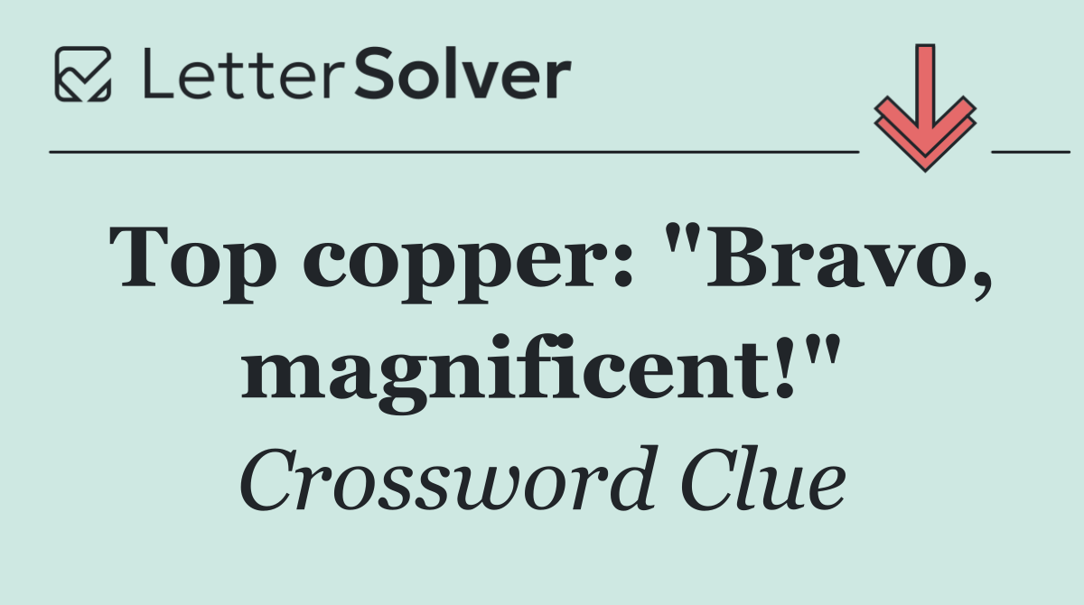 Top copper: "Bravo, magnificent!"