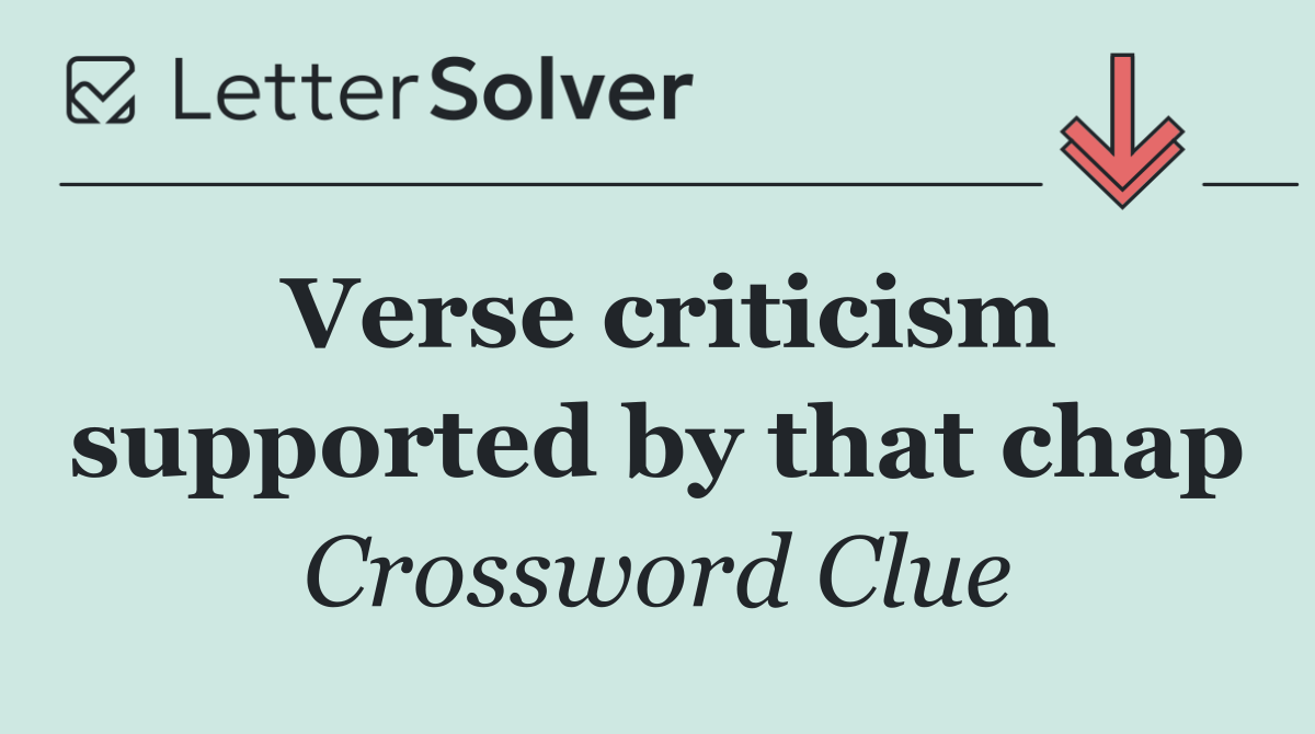 Verse criticism supported by that chap