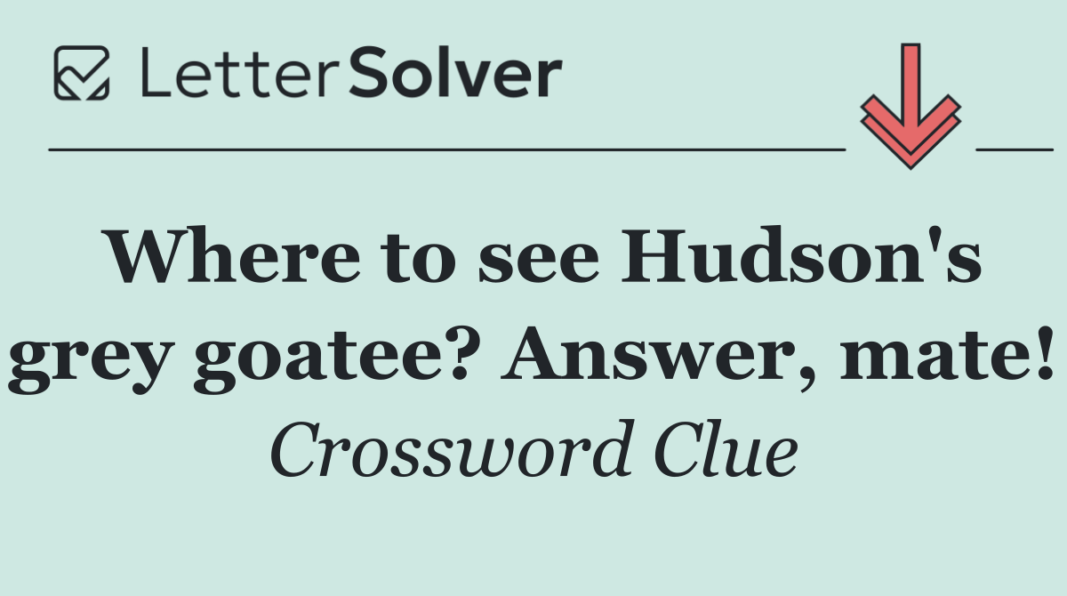 Where to see Hudson's grey goatee? Answer, mate!