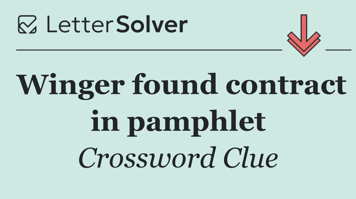 Winger found contract in pamphlet