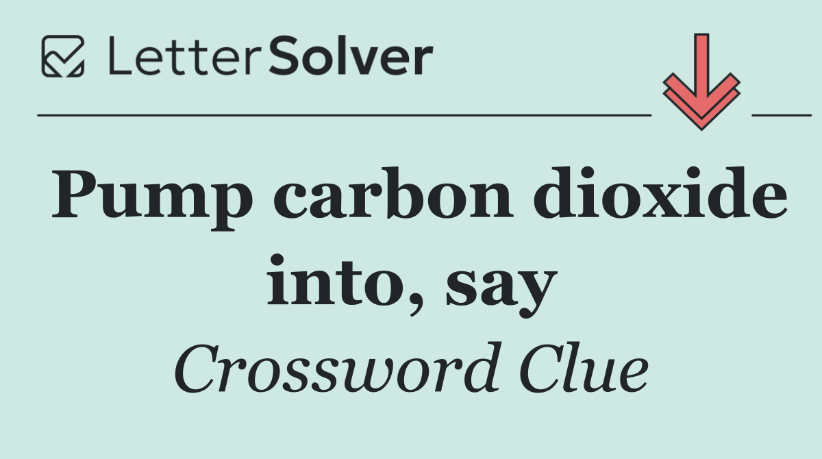 Pump carbon dioxide into, say