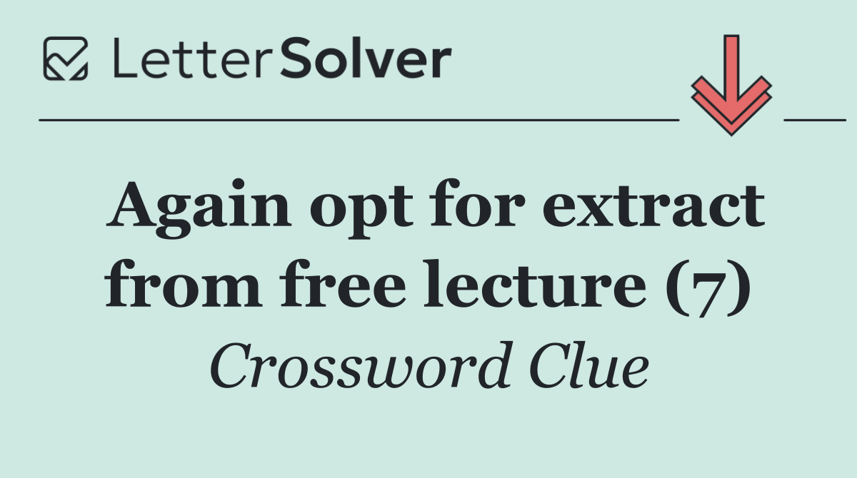 Again opt for extract from free lecture (7)