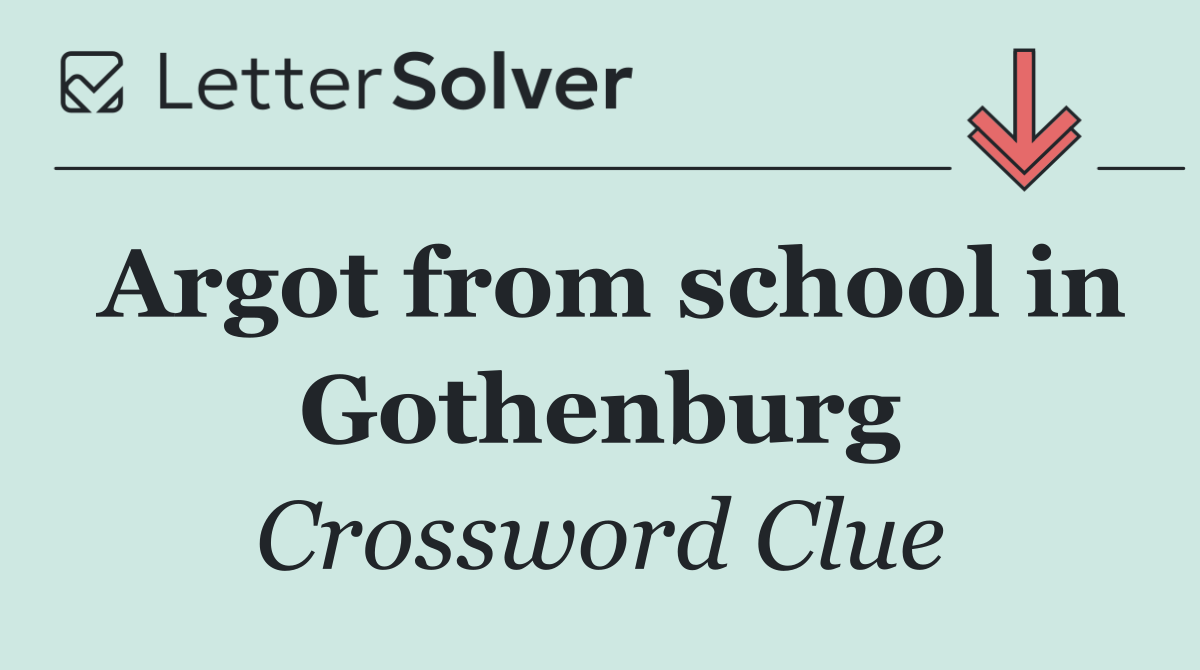 Argot from school in Gothenburg