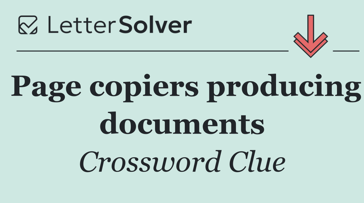 Page copiers producing documents