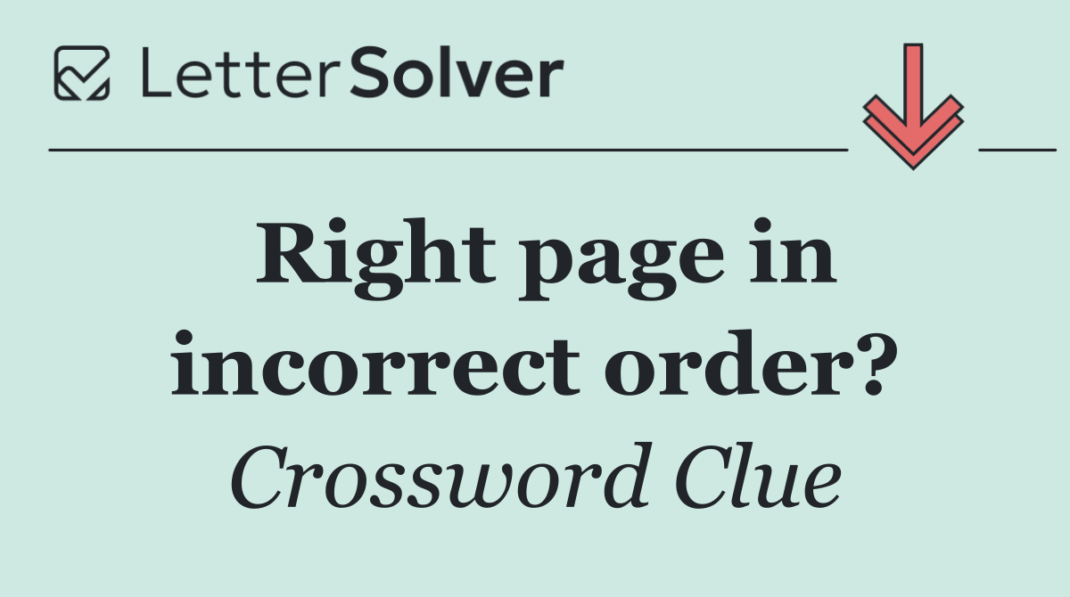 Right page in incorrect order?
