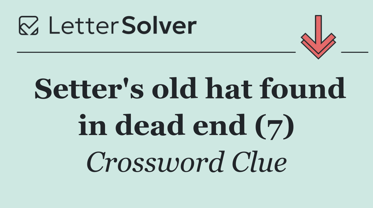 Setter's old hat found in dead end (7)