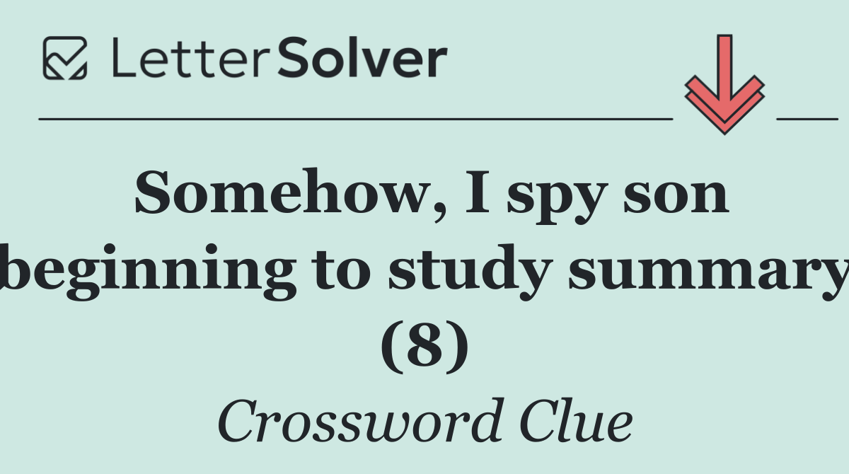Somehow, I spy son beginning to study summary (8)