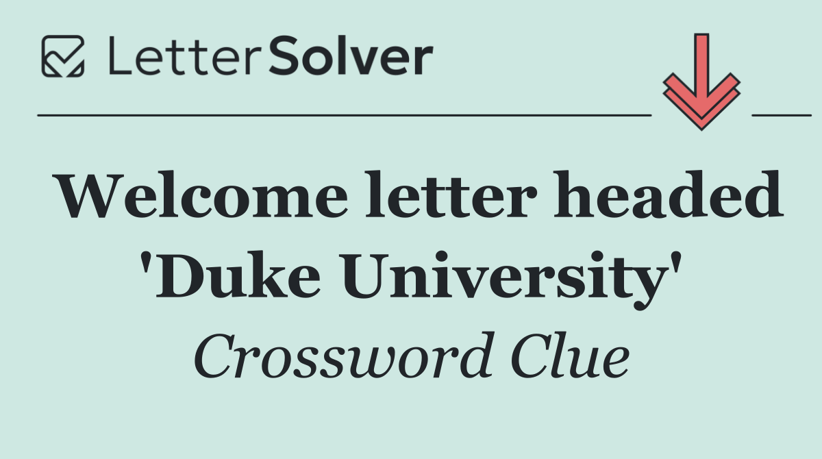 Welcome letter headed 'Duke University'
