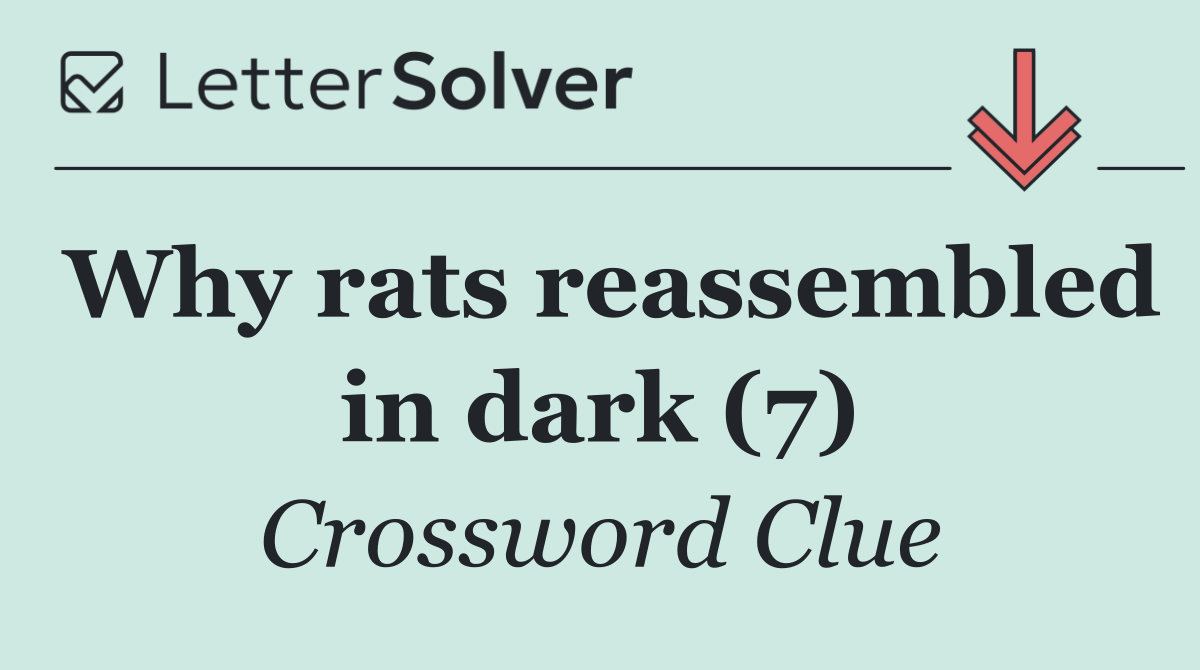 Why rats reassembled in dark (7)