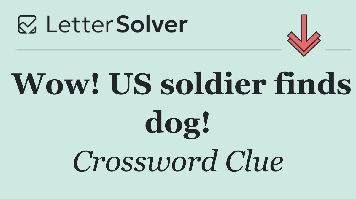 Wow! US soldier finds dog!