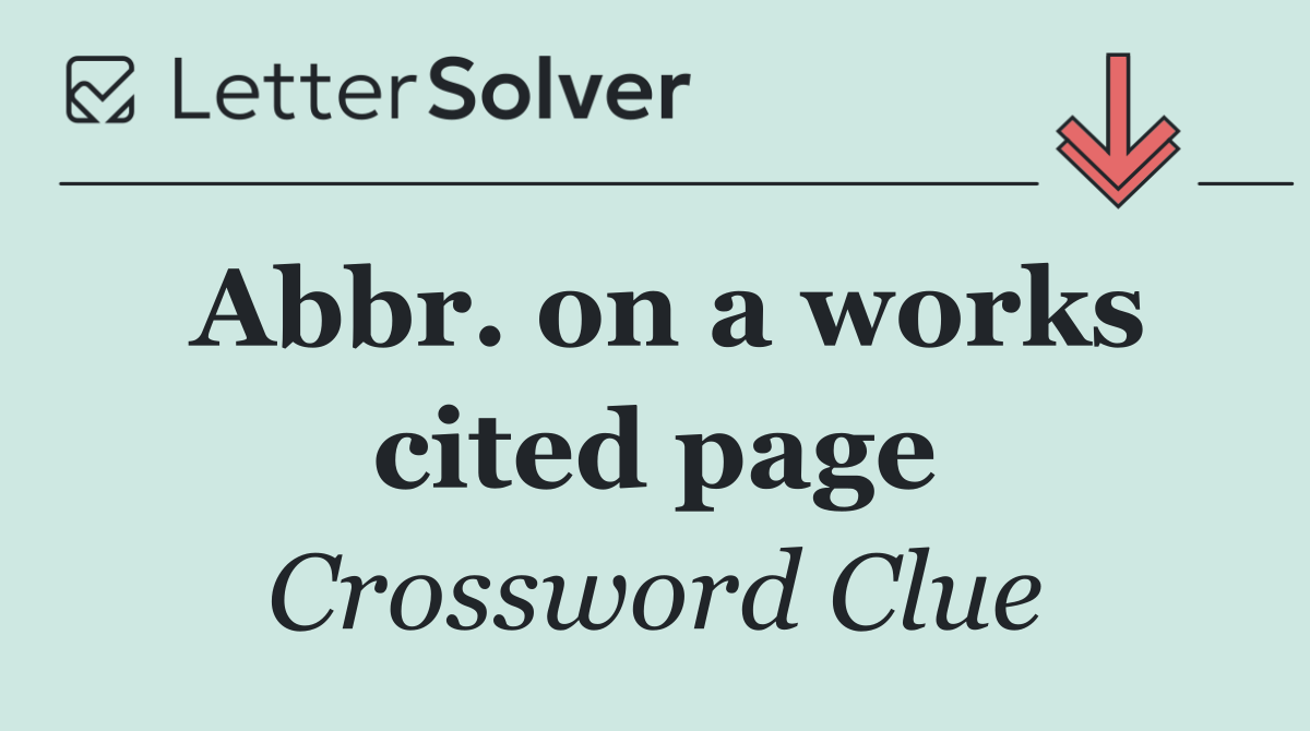 Abbr. on a works cited page