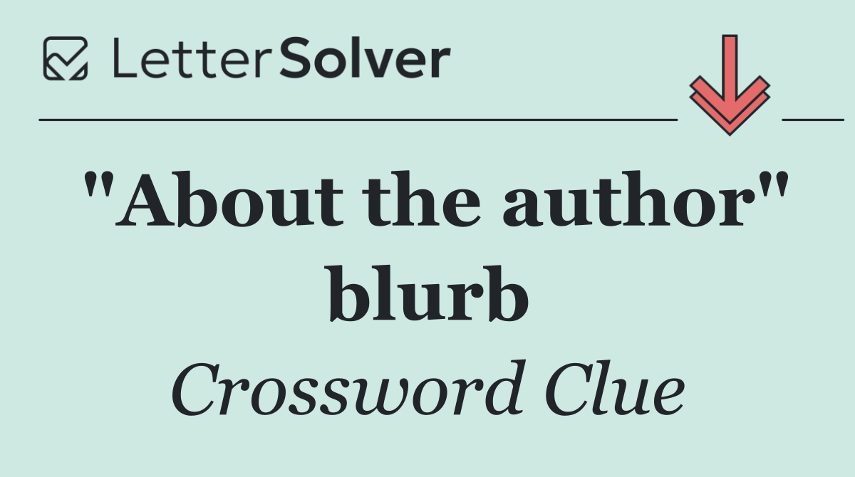 "About the author" blurb