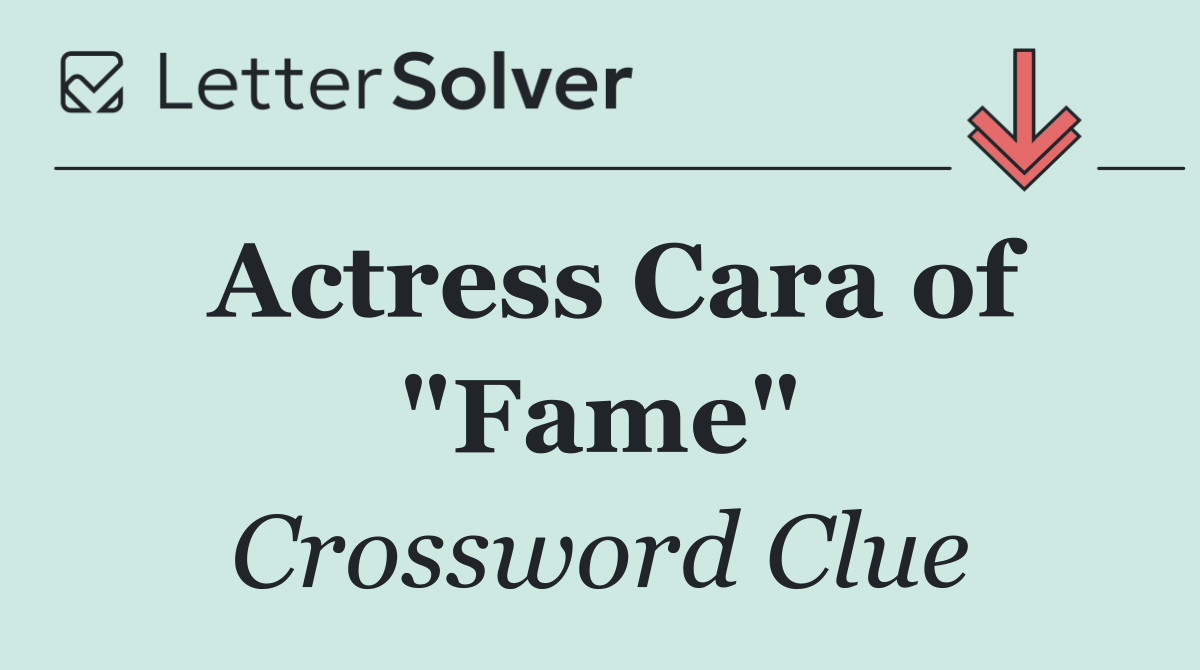 Actress Cara of "Fame"