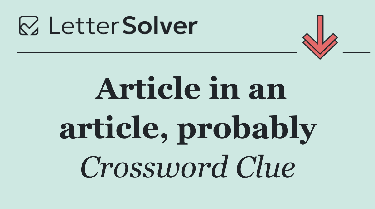 Article in an article, probably