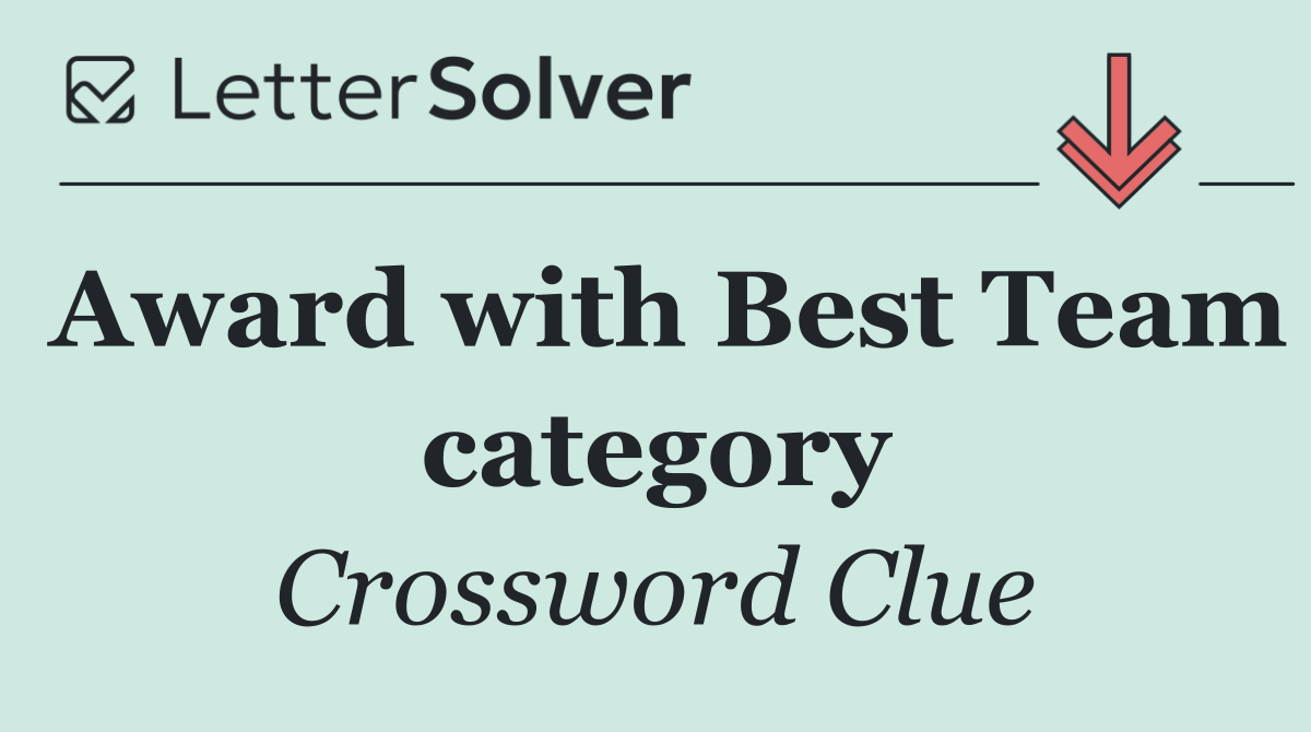 Award with Best Team category