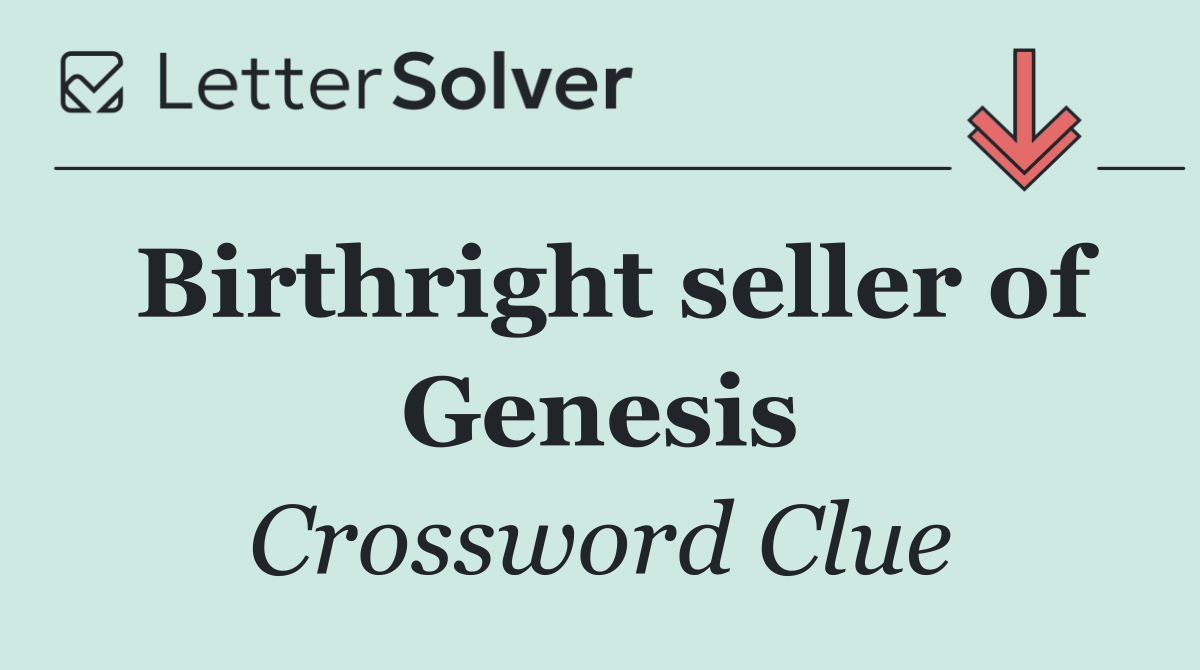 Birthright seller of Genesis