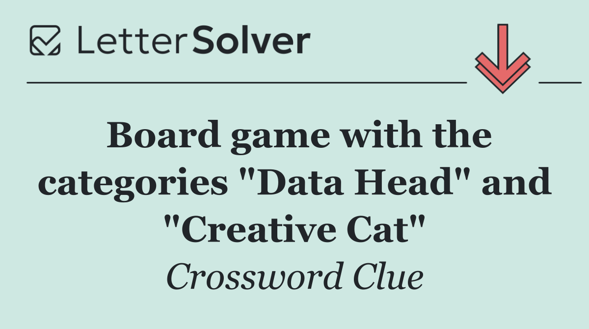 Board game with the categories "Data Head" and "Creative Cat"