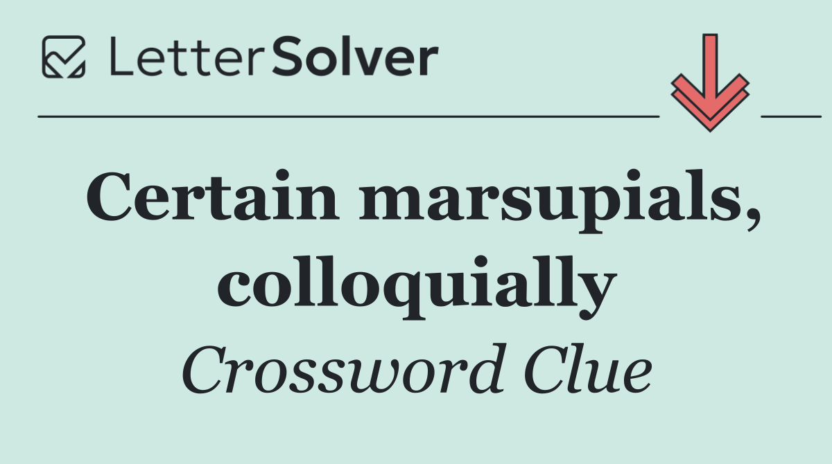 Certain marsupials, colloquially