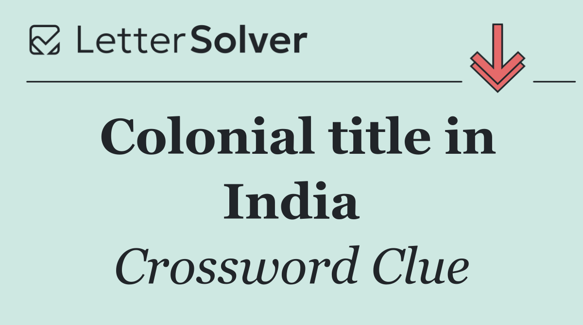 Colonial title in India
