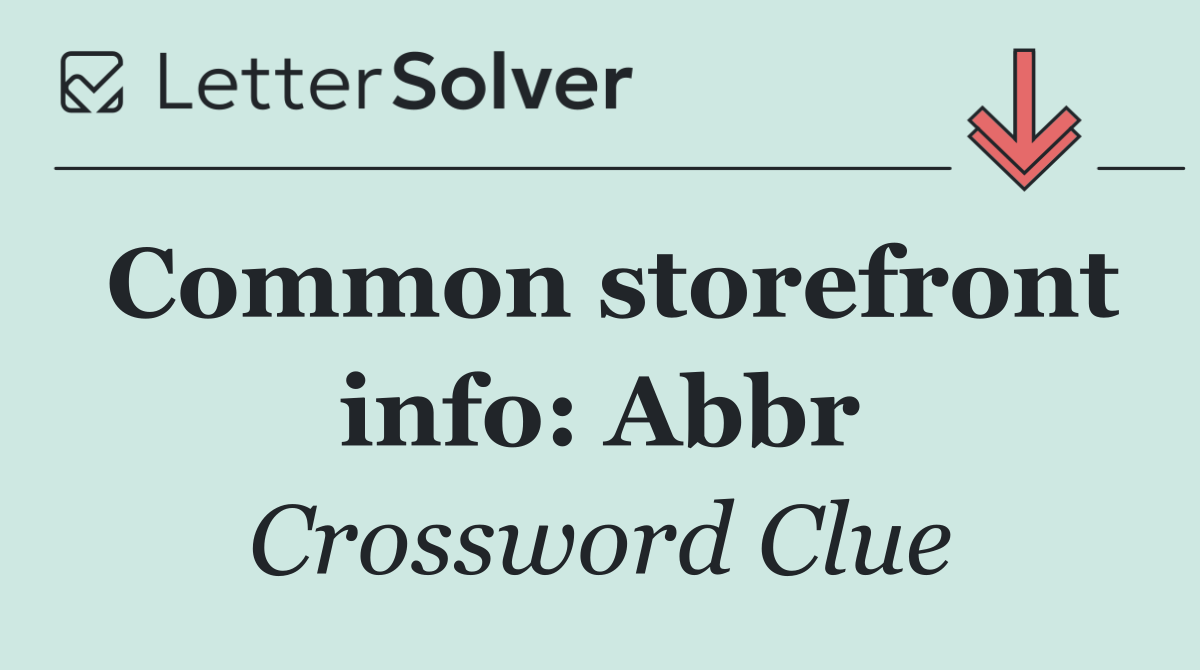 Common storefront info: Abbr