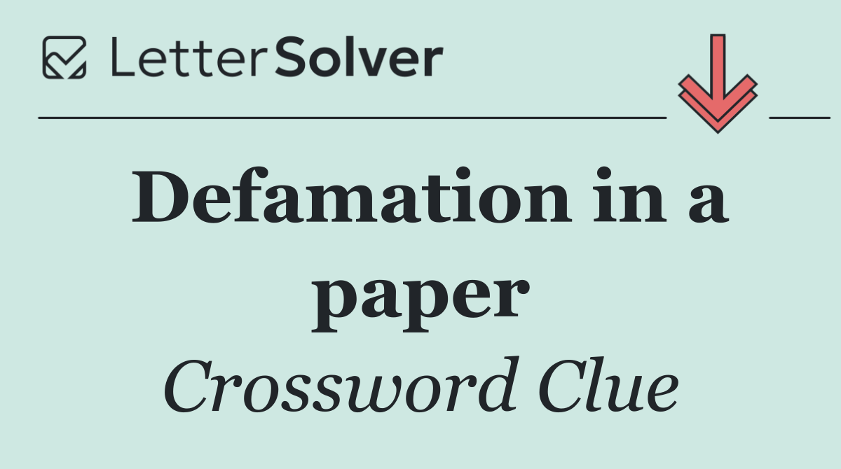 Defamation in a paper
