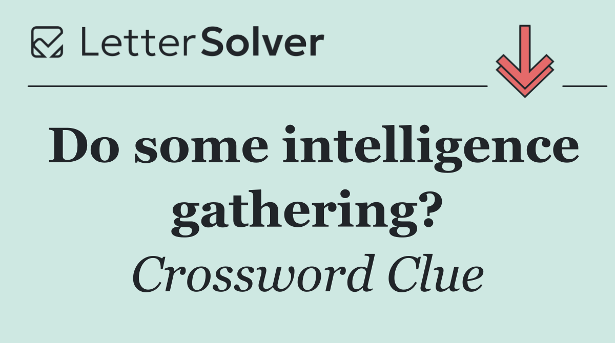 Do some intelligence gathering?