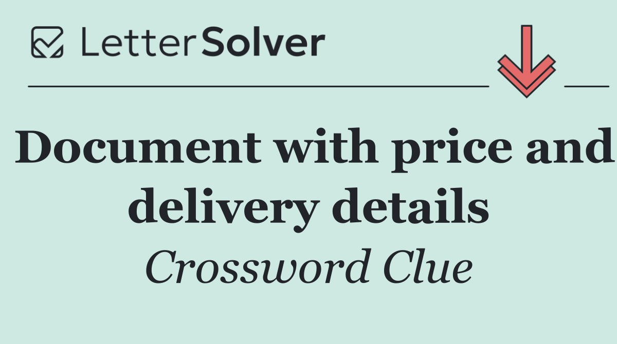 Document with price and delivery details