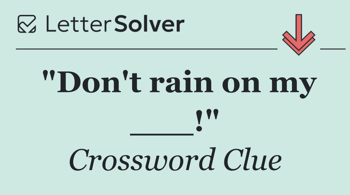 "Don't rain on my ___!"